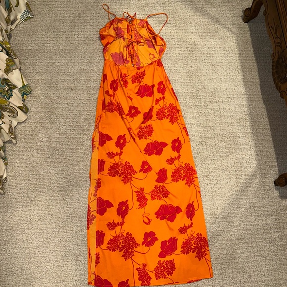 ASOS Design Ruffle Lace Up Maxi Dress - Picture 3 of 5